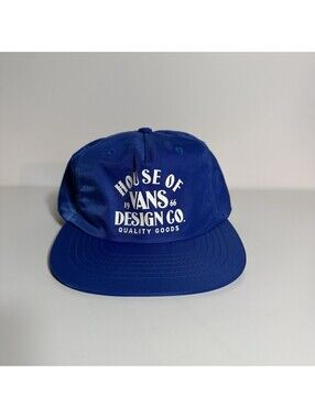 Vans House of Vans Design Co Quality Goods Snapback Hat Blue Nylon Cap